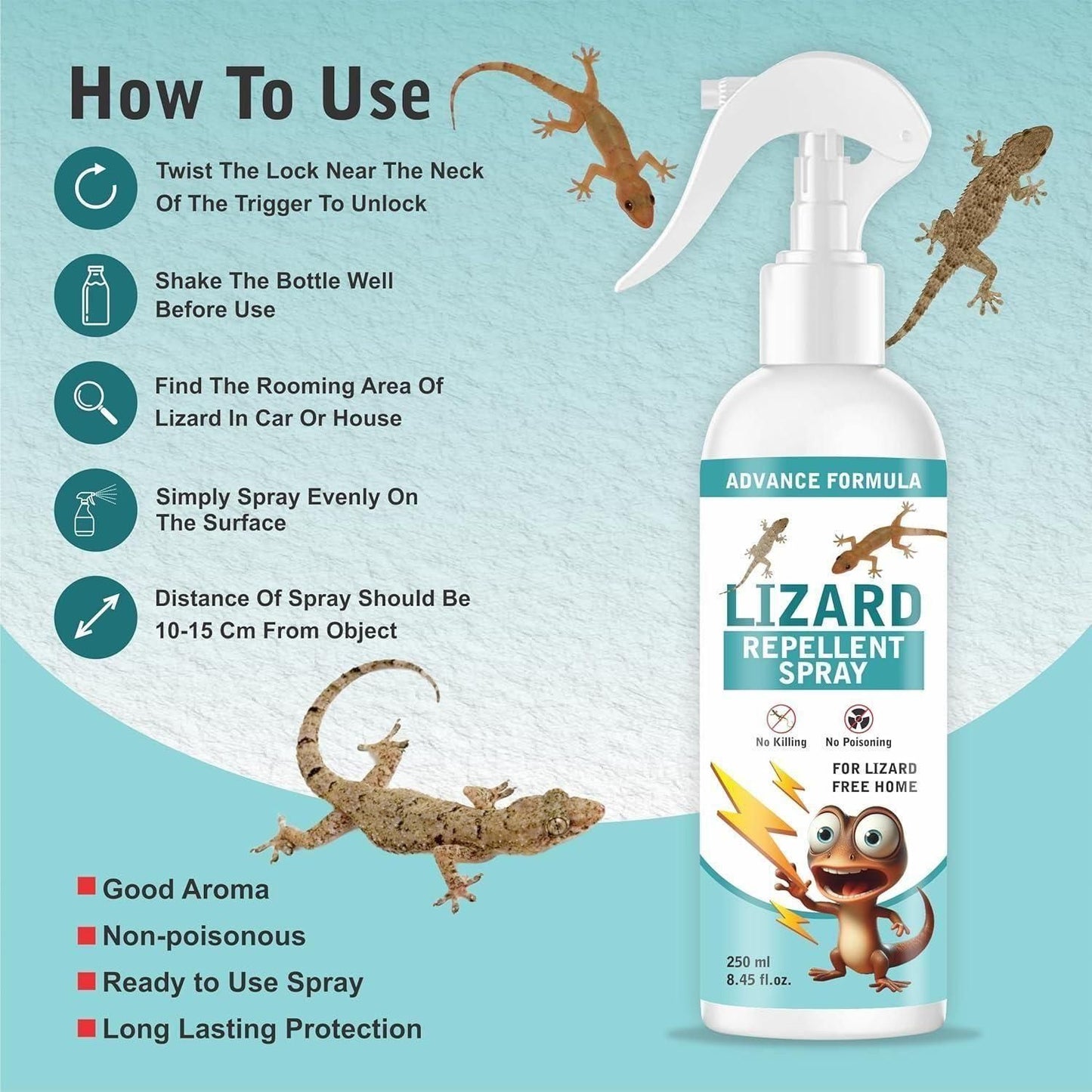 💥 Buy1Get1 Free 💥Lizard Repellent for Home Spray Pest Control 250ML (Pack of 2)